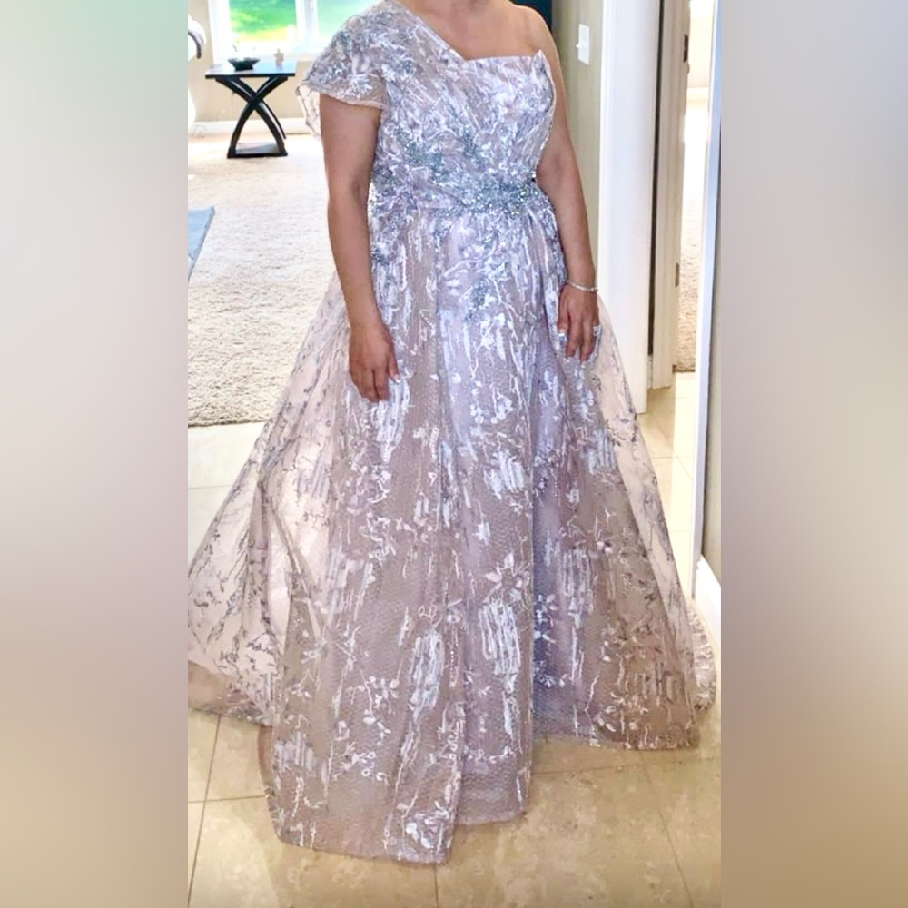 Elegant Silver Evening Gown